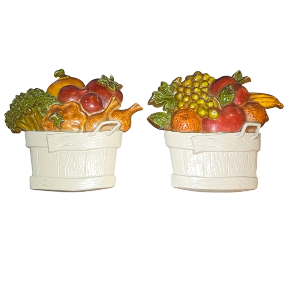 Sexton 11396 VTG '76 Metal Fruit & Veggie Baskets Metal Wall Decor 5"X5.5"X0.5" - Picture 1 of 11